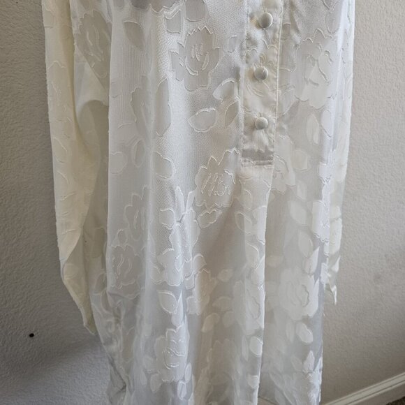 Vintage Victoria's Secret Gold Label Ivory Floral Sheer Button Front Nightgown L - Picture 3 of 12